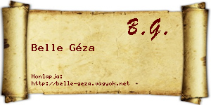 Belle Géza névjegykártya